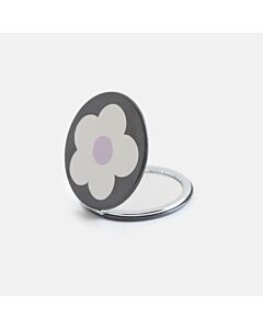 Caroline Gardner Flower Charcoal Round Pocket Mirror